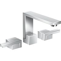Double-handle washbasin mixer tap EDGE 130countertopchromed metalbathroom