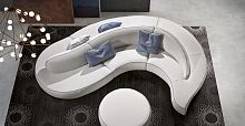 Modular upholstered bench WAVEcontemporaryleatherwith backrest