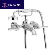 Double-handle shower mixer tap V6K32M-CPfor bathtubwall-mountedchromed metal