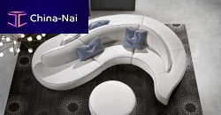 Modular upholstered bench WAVEcontemporaryleatherwith backrest
