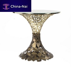 Original design side table GOLDENART 598/TAV60glassmetal baseround