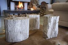 Contemporary side table petrified woodsquarefor hotel