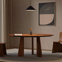 Contemporary table PYLON ROUNDcherrywoodsolid woodwalnut