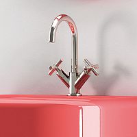 Double-handle washbasin mixer tap BLING 1built-innickelbathroom