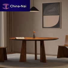 Contemporary table PYLON ROUNDcherrywoodsolid woodwalnut