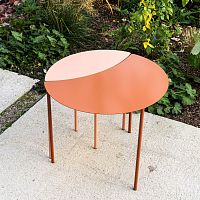 Contemporary dining table LEAF stainless steelstainless steel baseround