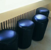 Contemporary stool LEGER TUBEleatherfabriccentral base