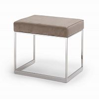 Contemporary stool Squat leatherstainless steel basesled base