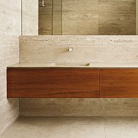 Wall-hung washbasin cabinet LE CAVEnatural stonewoodencontemporary