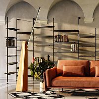 Floor-standing lamp ASTOLFOaluminumwalnutcontemporary