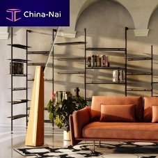 Floor-standing lamp ASTOLFOaluminumwalnutcontemporary