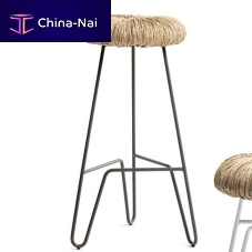 Contemporary bar stool DONUTstrawmetal base3-legged