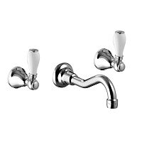 Double-handle washbasin mixer tap PORTER: 553060wall-mountedchromed metalbathroom