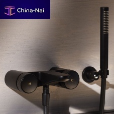 Double-handle bathtub mixer tap F5604wall-mountedchromed metalbathroom
