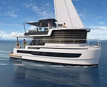 Catamaran houseboat CROSS-inboard1-cabin2-cabin