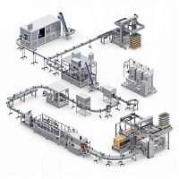 Automatic filling line for glass bottlesfor milkfor wine