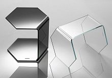Contemporary side table EXAGONglasstempered glasshexagonal