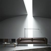 Contemporary sofa MILESfabricleatherbrown