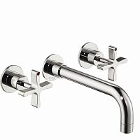 Double-handle washbasin mixer tap 36 705 585wall-mountedchromed metalnickel
