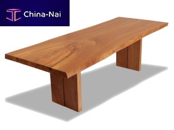 Contemporary table LIVE EDGE ELMwoodenrectangularin reclaimed material