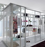 Glass walk-in closet door DA COLGANTEslidingsemi-glazeddouble-leaf