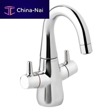 Double-handle washbasin mixer tap 9096700countertopchromed metalbathroom