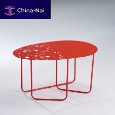 Contemporary side table ROWmetalmetal baseoval