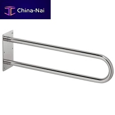 Stainless steel grab bar BISKAU-shapedwall-mountedfor sanitary facilities