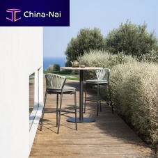 Contemporary high bar table BUTTON 104teaklacquered aluminumlacquered aluminum base