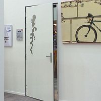 Entry door SATIN MOON®aluminumswingsemi-glazed