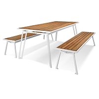 Scandinavian style table ELLAwoodenpowder-coated steelrecycled plastic