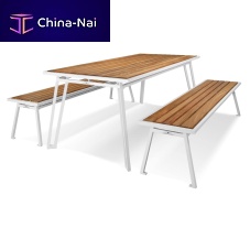 Scandinavian style table ELLAwoodenpowder-coated steelrecycled plastic