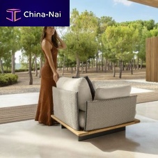 Contemporary armchair VENICE fabricwoodenwith removable cushion