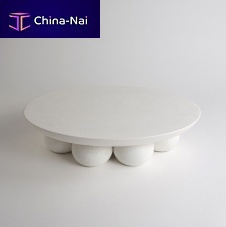 Contemporary side table PIEDIengineered stonemarble baseoval