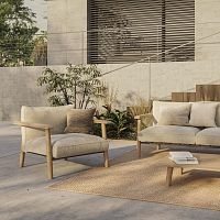 Contemporary armchair MAMBOfabricteakwith removable cushion