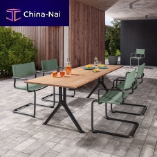Industrial style table GUSTAVOteakHPLaluminum base