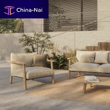 Contemporary armchair MAMBOfabricteakwith removable cushion