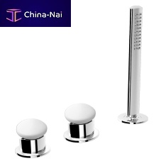 Double-handle shower mixer tap 95.3150.4 for bathtubdeck mountedchromed metal
