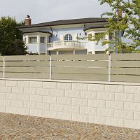 Hollow concrete block ROUGH-HEWN for fencingsocket weldstone look