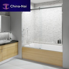 Sliding bath screen FLOW: CPL408Ttempered glasspartial frame