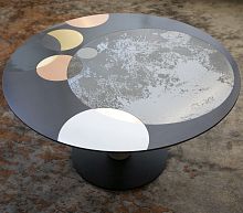 Contemporary coffee table Flowsteelbrasscopper