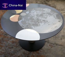 Contemporary coffee table Flowsteelbrasscopper