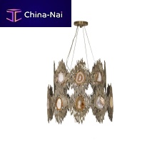 Vintage chandelier VIVRE 2 RINGSbrassstone