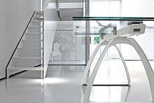 Contemporary dining table BRENTA tempered glasslacquered metalaluminum