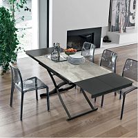 Contemporary table DIONE PLUSlacquered MDFtempered glassporcelain stoneware