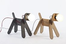 Table lamp "GET OUT" AND "CAT"woodenoriginal designcorded