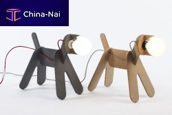Table lamp "GET OUT" AND "CAT"woodenoriginal designcorded