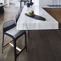 Contemporary bar stool BARDOTleathersteel baseupholstered