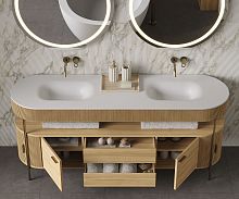 Double washbasin cabinet ECLIPSEfree-standingwoodenaluminum