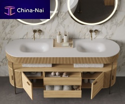 Double washbasin cabinet ECLIPSEfree-standingwoodenaluminum